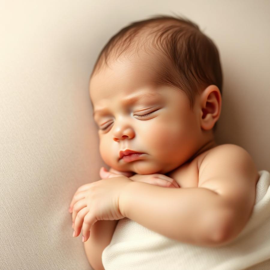 Retrato artístico do bebê gerado por IA para uso em clínica